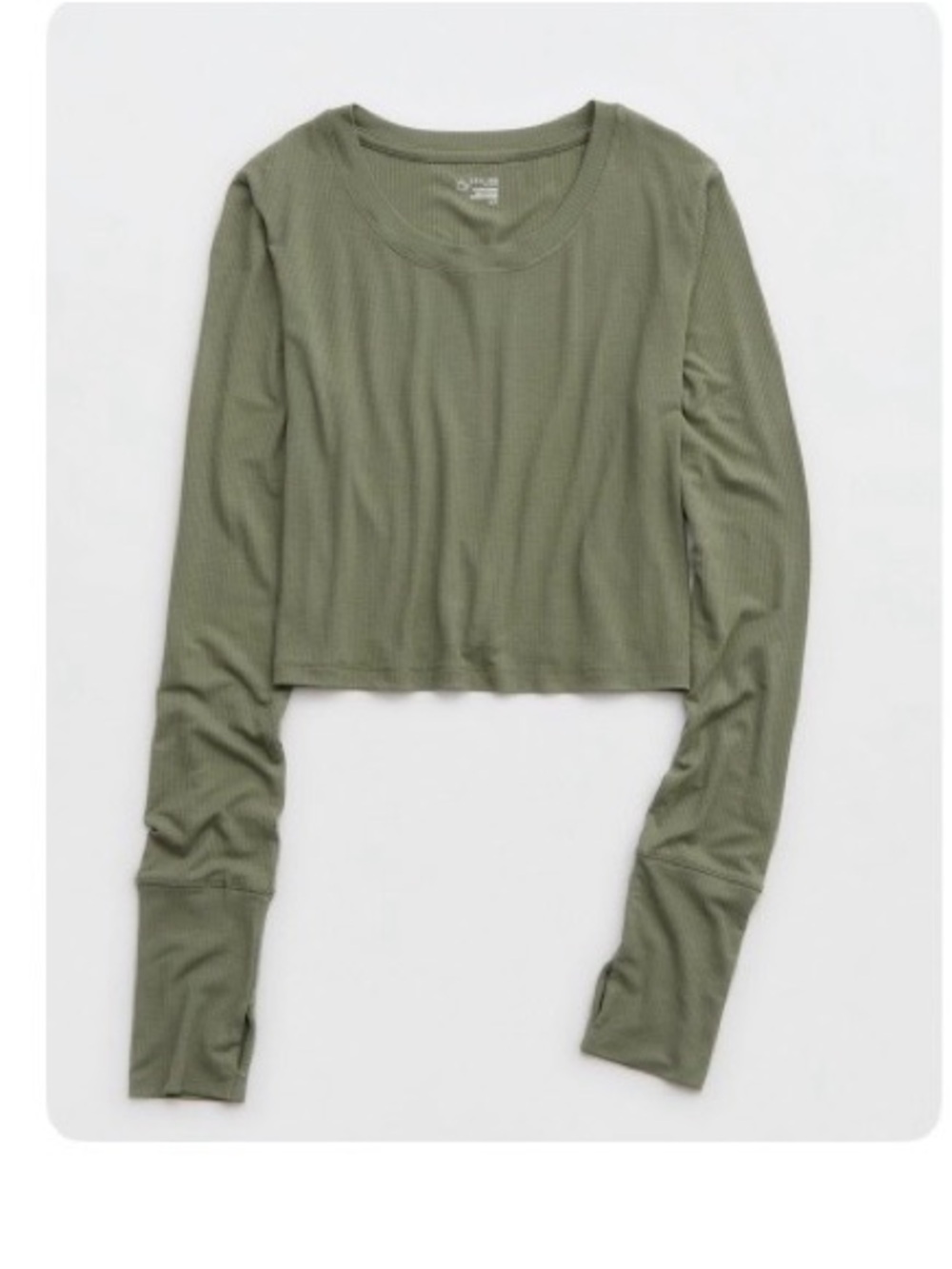 aerie thumbs up  Ribbed Long-Sleeve Crop Top
